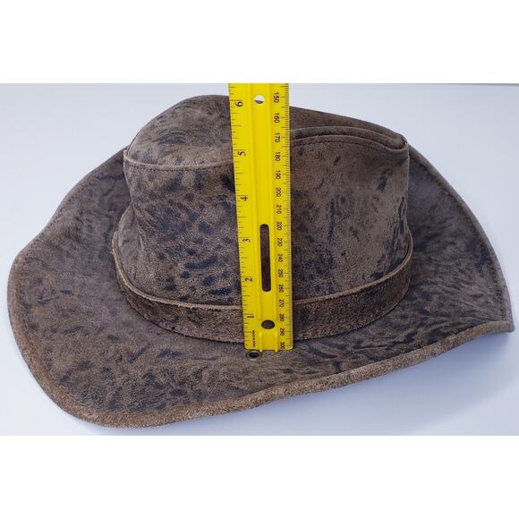 Vintage Henschel Coyote Leather Outback Style Hat w/ Band Men's Size Medium - Picture 9 of 13